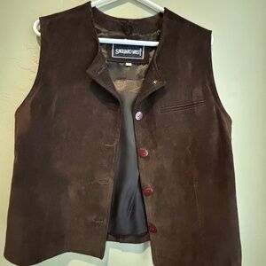 Saguaro West Brown Suede Vest, Button Front